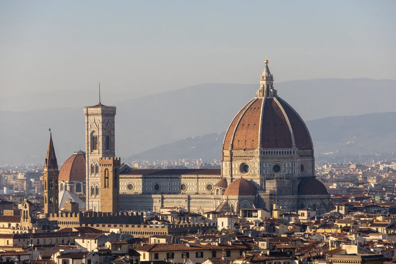 Stunning view of Florence with the famous Brunelleschi's Dome dominating the skyline.