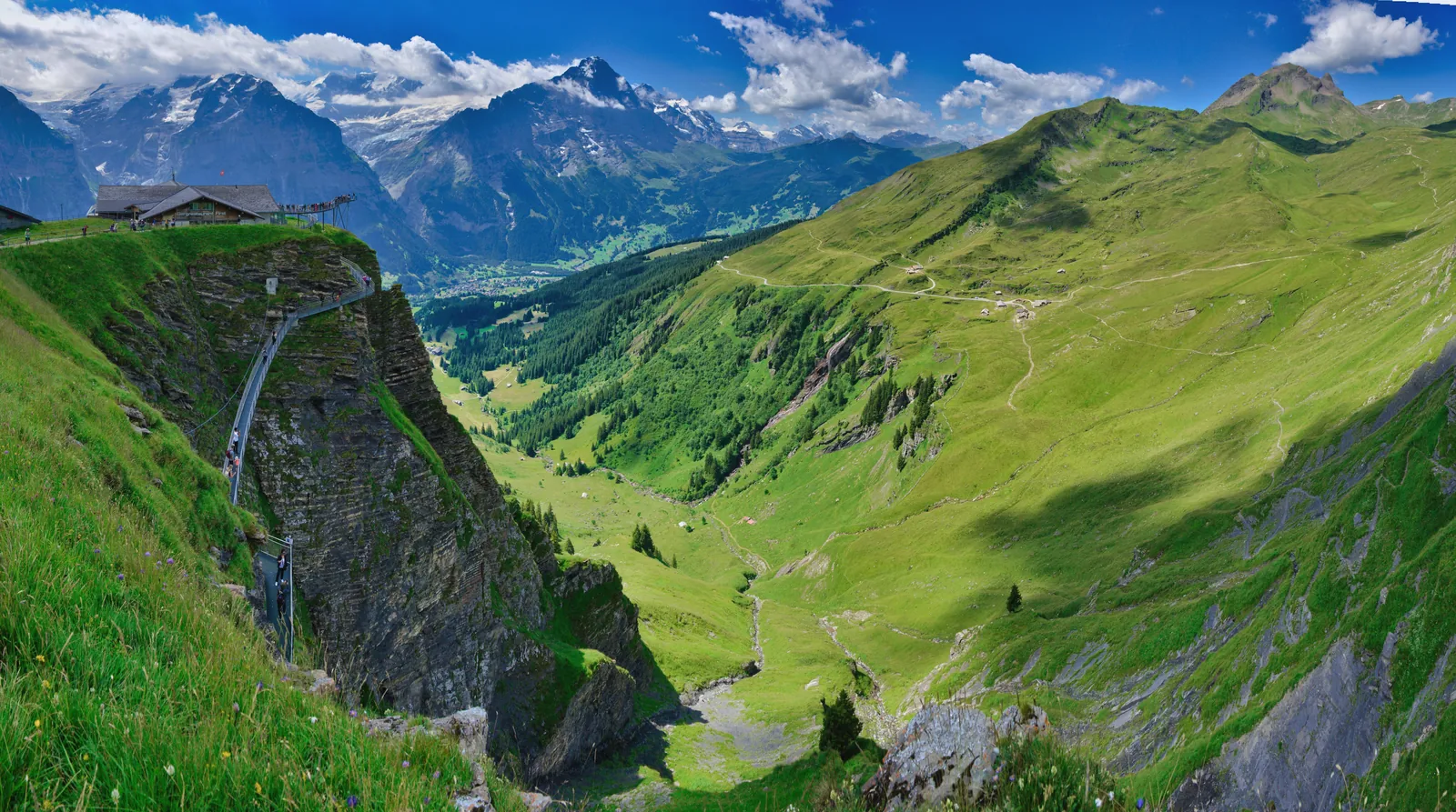 Experience the stunning scenery of Grindelwald, Switzerland, with majestic mountains and lush valleys.