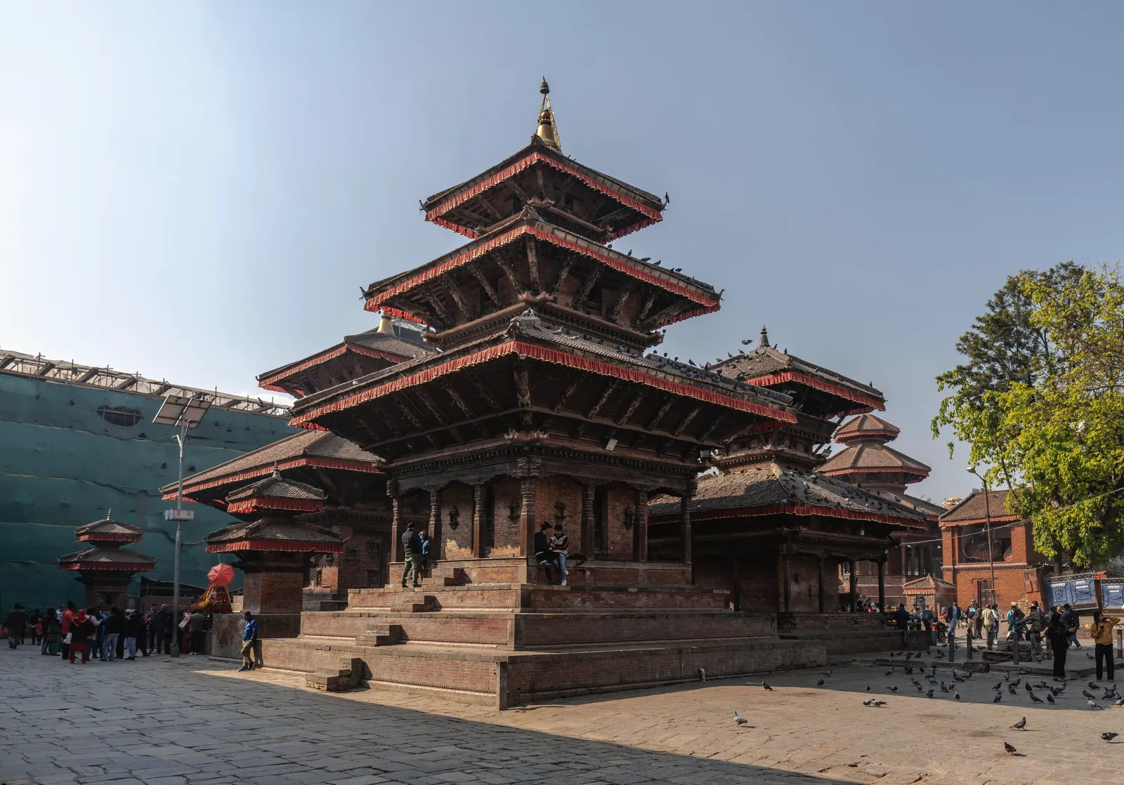 Explore the intricate architecture of a historic temple in Kathmandu's Durbar Square.
