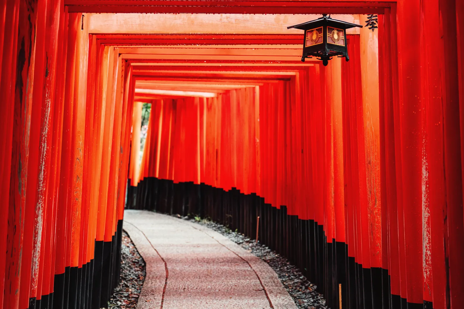 Explore the iconic red torii gates of Fushimi Inari Shrine in Kyoto, Japan, featuring traditional architecture.