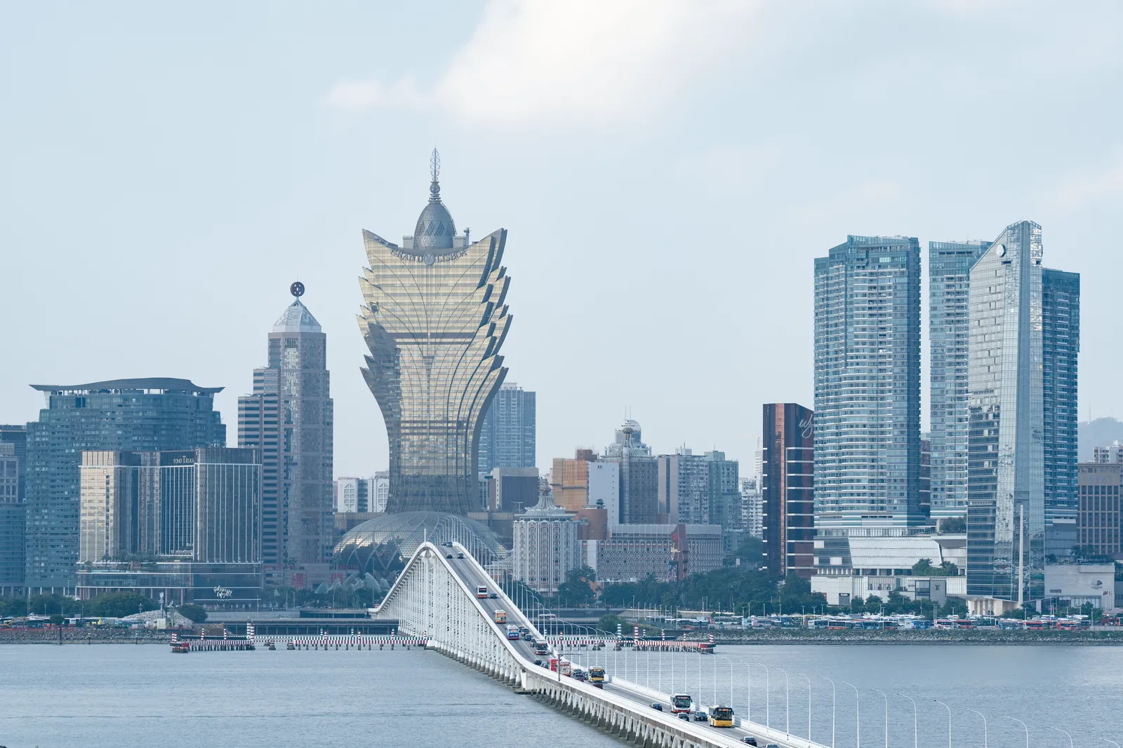 Stunning view of Macau's skyline with the iconic Grand Lisboa building and modern architecture.